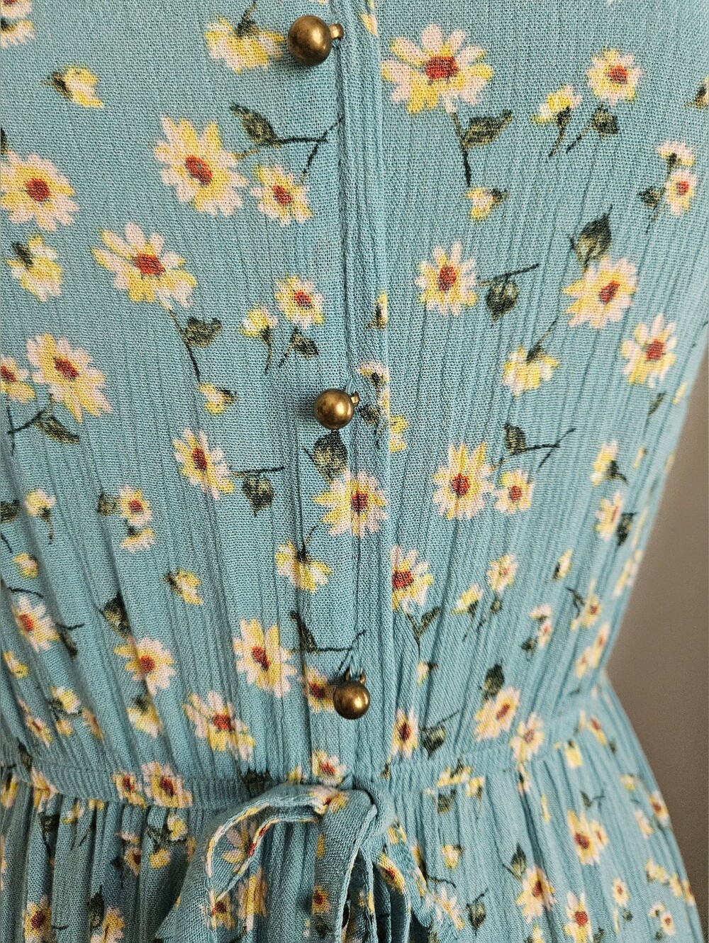 NWT REWIND Blue Floral Faux Button Front Ruffle Hem Maxi Dress | SZ M - Picture 7 of 11